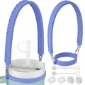 Close-up of lilac silicone handle strap and spill-proof stopper set for insulated cups - Blue