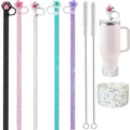 Set copri cannuccia in silicone a fiore e custodia glitterata per bicchieri - Diametro 8mm / Multicolore