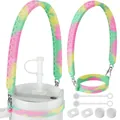 Tie-dye silicone handle and spill-proof stopper set for insulated water bottles - Multicolor A