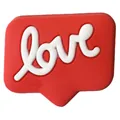 Abalorio para zapatos de burbuja roja en PVC con relieve love en blanco - Texto "Love"