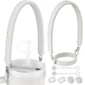 White silicone accessory set for tumblers including handle, straw covers and leak stoppers - White