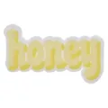 Abalorio de PVC amarillo para zuecos con diseño de letras honey tipo burbuja - Texto Honey