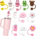 Cartoon animal silicone straw covers with animal shapes for 10mm straw toppers set - Mixed Cartoon Style (Combination 1)