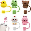 Close-up of cute 3D cartoon animal silicone straw covers for 10mm straw accessories - Animal Topper Style (Combination 2)