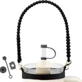 Black silicone water bottle handle with straw cover and leak-proof stoppers kit - Black