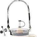 Black and white marble silicone water bottle strap with leak-proof accessories set - Black and White Marble