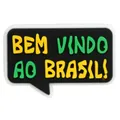 Abalorio para zapatos con burbuja negra y diseño de Brasil en colores verde y amarillo - Burbuja Bienvenido A Brasil (DH1)