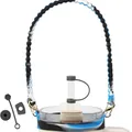 Silicone water bottle handle and straw cover set with blue marble texture for sports cups - Blue and Black Marble