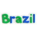 PVC-Schuhanhänger für Clogs mit Brasilien-Schriftzug in grün-blauem Design - Brasilien Textzeichen (DH8)
