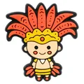 Cartoon Brasilien Karneval Schuhanhänger in Gelb mit orangefarbenem Federschmuck - Charakter Mit Federkopfschmuck (DH14)