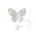 Laser butterfly straw cover for Stanley cup with iridescent wings and white base - White