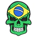 Grüner Totenkopf-Charm mit Brasilien-Flagge aus PVC für Clogs-Schuhdekoration - Flaggenfarben Totenkopf (DH16)