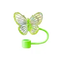Vibrant lime green butterfly straw cover for Stanley 30 and 40 oz tumblers - Green