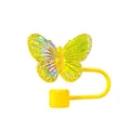 Laser butterfly straw topper in yellow for 30 & 40 oz tumblers, dust-proof cap - Yellow