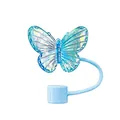 Blue laser butterfly straw topper dust cap for 30 or 40 oz reusable tumblers - Light Blue