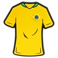 Gelber PVC-Schuhanhänger im Fußballtrikot-Stil für Clogs mit grünem Rand und Emblem - Gelbes Fußballtrikot (DH20)