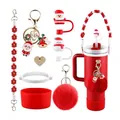 Kit d'accessoires de Noël pour gobelets Stanley avec breloques Père Noël et housse rouge - Ensemble Père Noël Rouge (Style 9)
