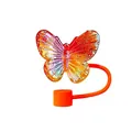 Vibrant orange laser butterfly straw cover for Stanley 30/40oz tumblers reusable cap - Orange