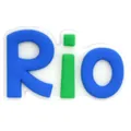 Blauer und grüner Rio-Schuhanhänger aus weichem PVC für Clogs und Zubehör - Rio Buchstabenzeichen (DH22)