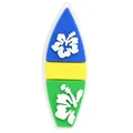 Tropischer Surfbrett-PVC-Schuhanhänger mit blau-gelb-grünen Streifen für Clogs - Blumen Surfbrett (DH26)