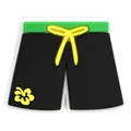 Schuhanhänger Strandhose in Schwarz und Grün für Clogs und Taschen aus Weichgummi - Cartoon Strandshorts (DH27)