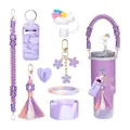Purple Stanley cup accessory set with handle strap and straw cover for 40oz tumblers - Purple Gradient Style (Style 4)