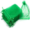 Vibrant green organza drawstring mesh bag for garden fruit protection and plant storage - Emerald Green / 11*16cm