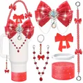 Dettaglio del fiocco di strass rossi e cover in silicone per bicchiere da 40oz - Set 6