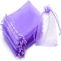 Purple organza drawstring bags for gift packaging or fruit protection mesh bags - Light Purple / 11*16cm