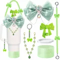 Protezione in silicone verde menta e manico di perle per grandi bicchieri - Set 10