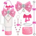 Set accessori rosa glitterati con base in silicone e fiocco per tazze grandi - Set 11