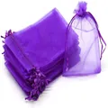 Purple organza drawstring bag for fruit protection and small jewelry gift packaging - Purple / 11*16cm