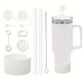 Set d'accessoires blanc pour gobelet 40oz avec base silicone et couvre paille - Blanc