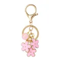 Llavero dorado con flores de esmalte rosa y colgante de letra K para bolsos y llaves - Estilo Letra K Rosa Flor (25952-3)