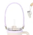 Purple silicone beaded water bottle handle strap with gold carabiner for insulated tumblers - Beaded Style / Light Purple