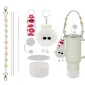 Vue détaillée du kit accessoires pour gourde avec chaîne fleur et étui silicone - Monstre Frais Menthe (27)