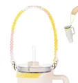 Silicone water bottle handle strap with yellow pink white gradient for Stanley cups - Multicolor 5 (Pink Yellow White)