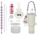 Accessoires Stanley Cup : poignée fleurie mauve, couvre-paille et base pailletée - Thème Brillant à Paillettes Violet (28)