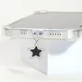 Détail du pendentif étoile sur coque transparente avec bordure en cristal et coins renforcés - Étoile à cinq branches