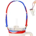 Red white and blue silicone water bottle carrier strap with textured non-slip grip - Multicolor 2 (Blue Red)