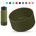 Olive green glitter silicone protective boot for Stanley tumblers and water bottles - Army Green