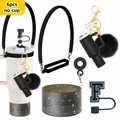 Kit de 6 accesorios de silicona para botellas de agua con pompón y cubrepajitas - Estilo F (Letra F)