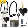 Juego detallado de 6 accesorios de silicona para botellas con correa y colgantes - Estilo I (Letra I)