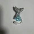 Blue glitter mermaid tail 10mm straw cover with silicone ring for Stanley cups - Sky Blue