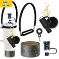 Set de 6 accesorios negros de silicona para botella con pajita y asa tejida - Estilo N (Letra N)