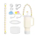 Pink daisy handle and cloud straw cover kit for 30oz and 40oz insulated tumblers - White Daisy Style (Style 3)