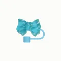 Blue glitter bow straw topper accessory for 10mm straws and Stanley tumblers - Blue