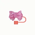 Roze glitter strik rietje dop accessoire voor 10mm Stanley beker rietjes kapje - Rood