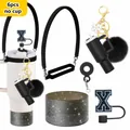 Set de 6 accesorios para botellas de agua con asa y protector de silicona negro - Estilo X (Letra X)