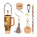 Stanley Cup Zubehör-Set mit goldenem Glitzer-Becher, Webband und Anhängern - Gold (Stil 1)